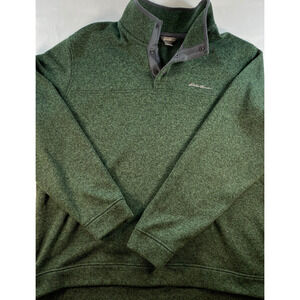 Eddie Bauer Men's Forest Green Pullover Sweatshirt 2XL Quarter Button Up